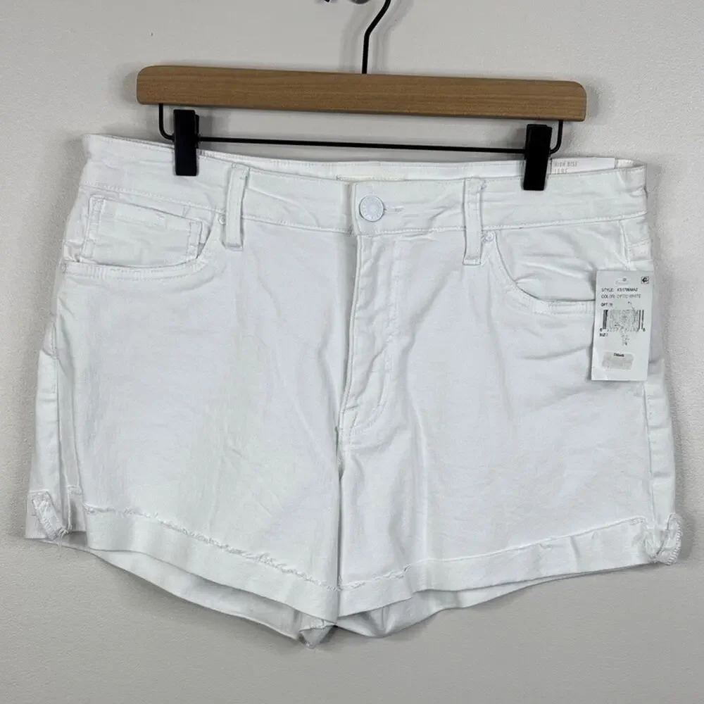 Kut from the Kloth Jane High Rise White Jean Shorts Size 12 NWT Stretch Denim